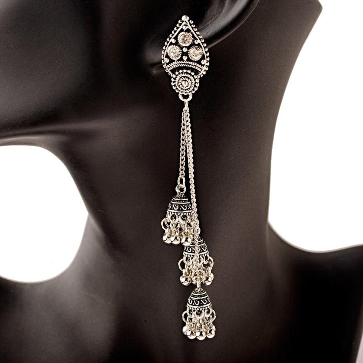 Trendy Classy Jhumki 3 Tassel Style Earrings - Hanaya Store