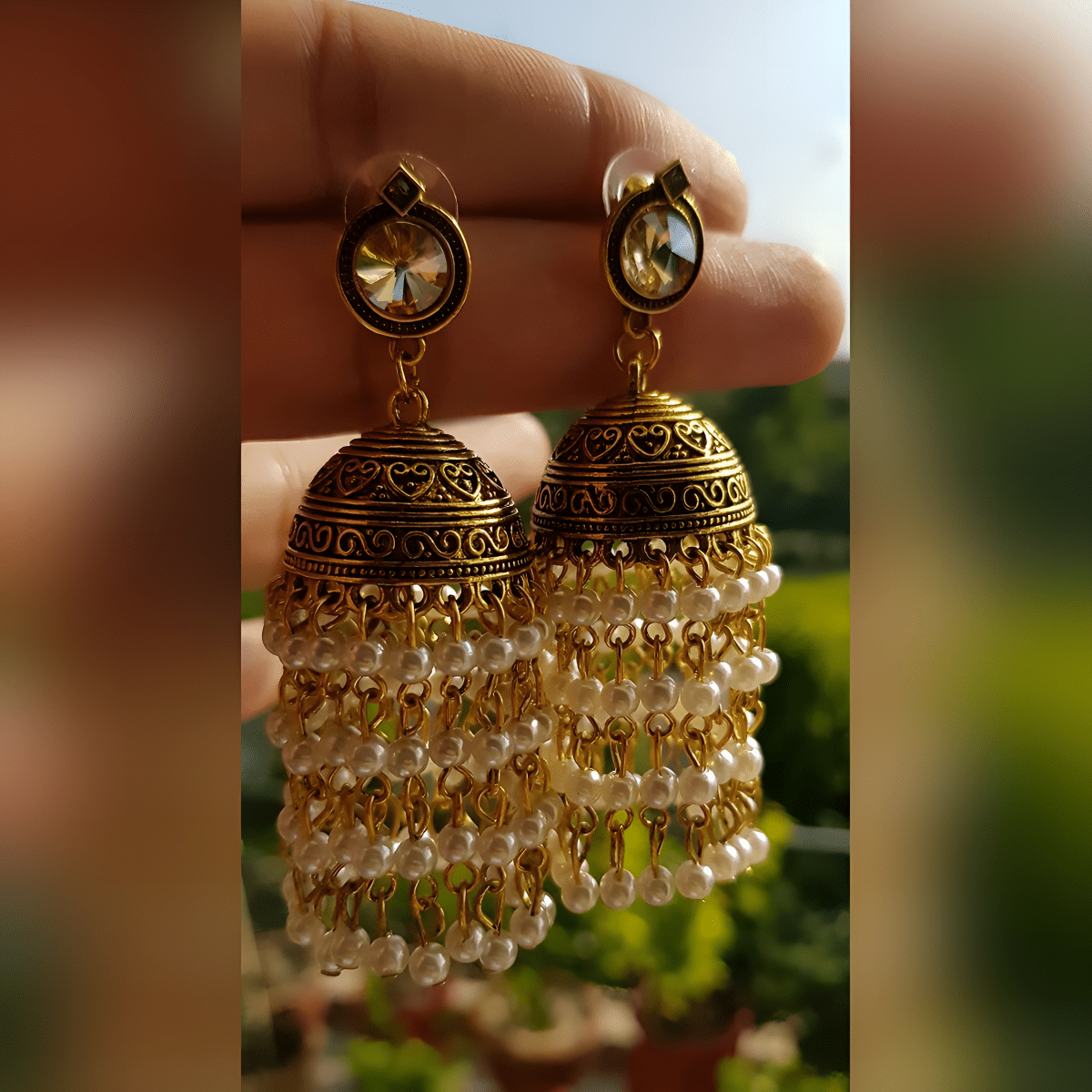 Trendy Classy Tassel Long 4 Layered Pearls Fashion Earring - Hanaya Store