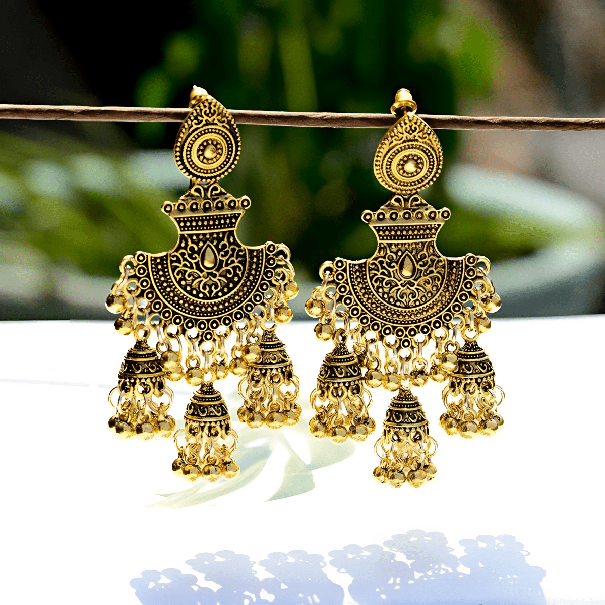 Trendy Classy Turkish Jhumka Antique Tassel Earring – Earrings Online in Pakistan | Hanaya