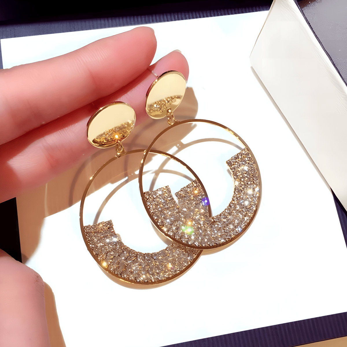 Trendy Dazzling Classy Round Crystals Earring For Her - Hanaya Store