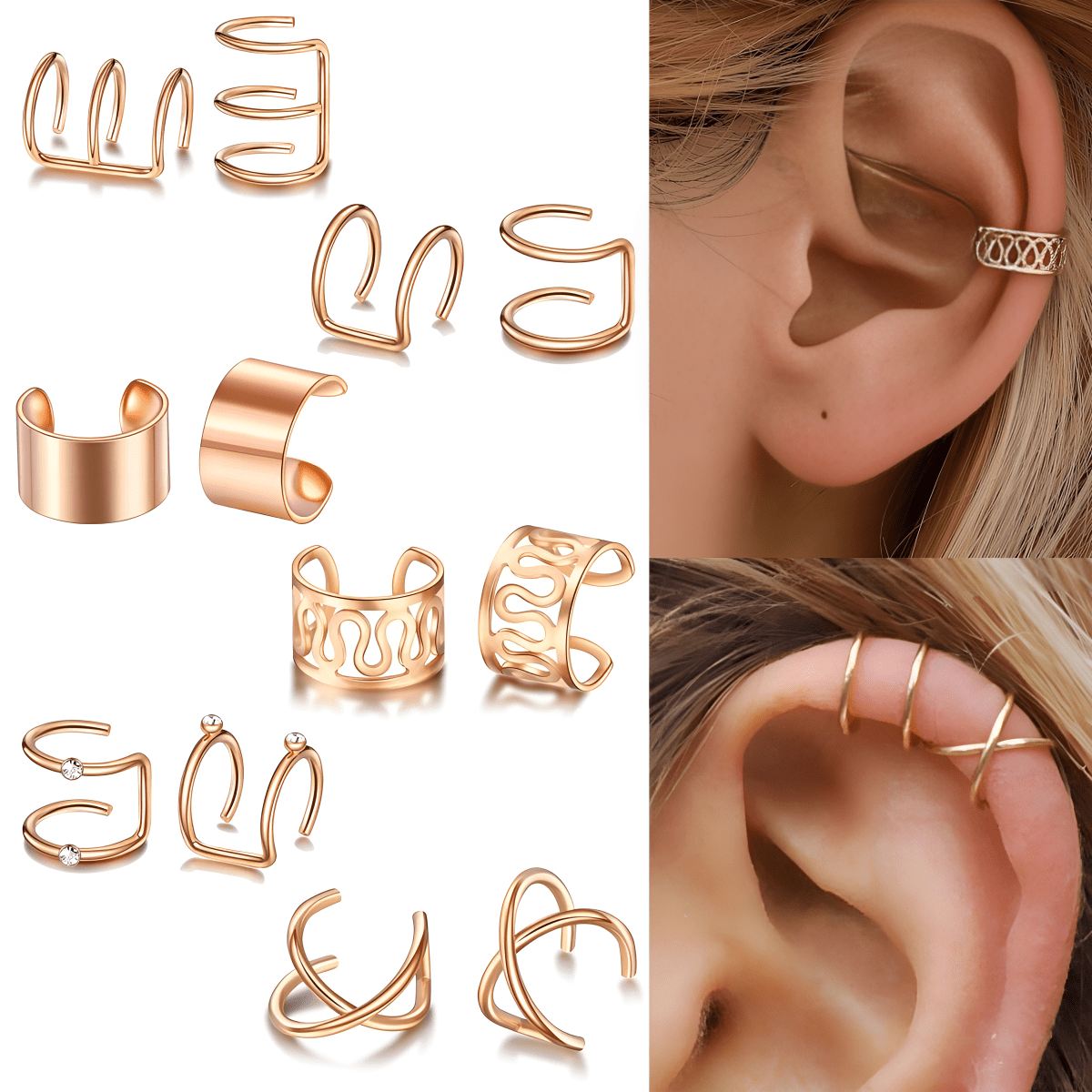 Trendy High Quality Korean 12 Pcs Style Ear Cuff Classy Elegant Fashion Jewelry - Hanaya Store