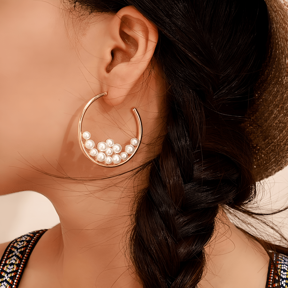 Trendy Hoop Filled Pearls Elegant Earring For Girls - Hanaya Store