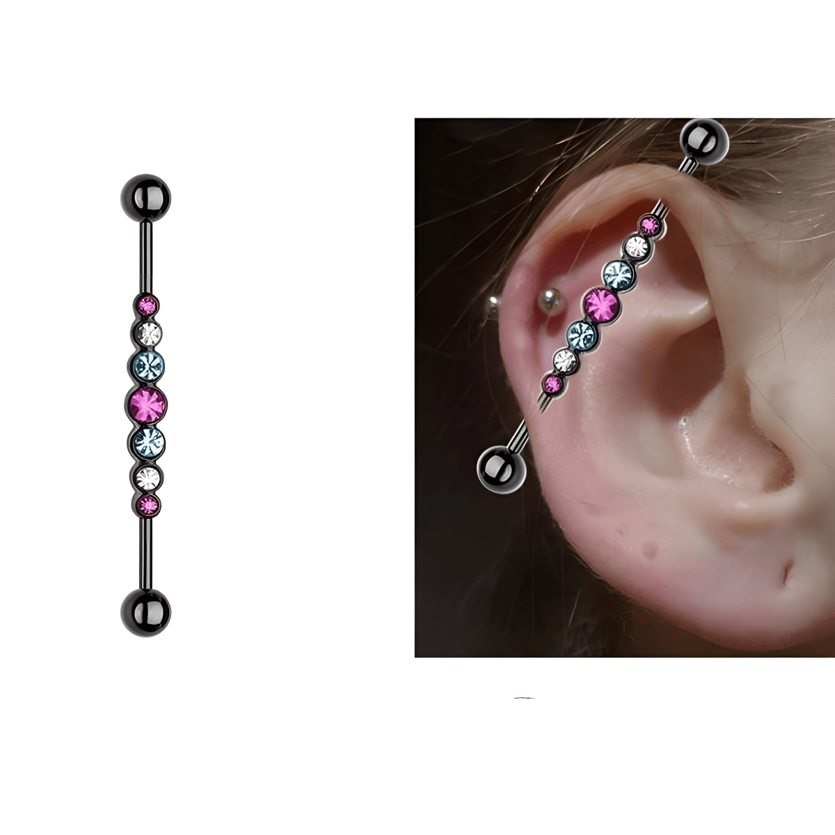 Trendy Industrial Cartilage Jewelry Steel 38mm Ear Plug 14G Piercing Earrings - Hanaya Store