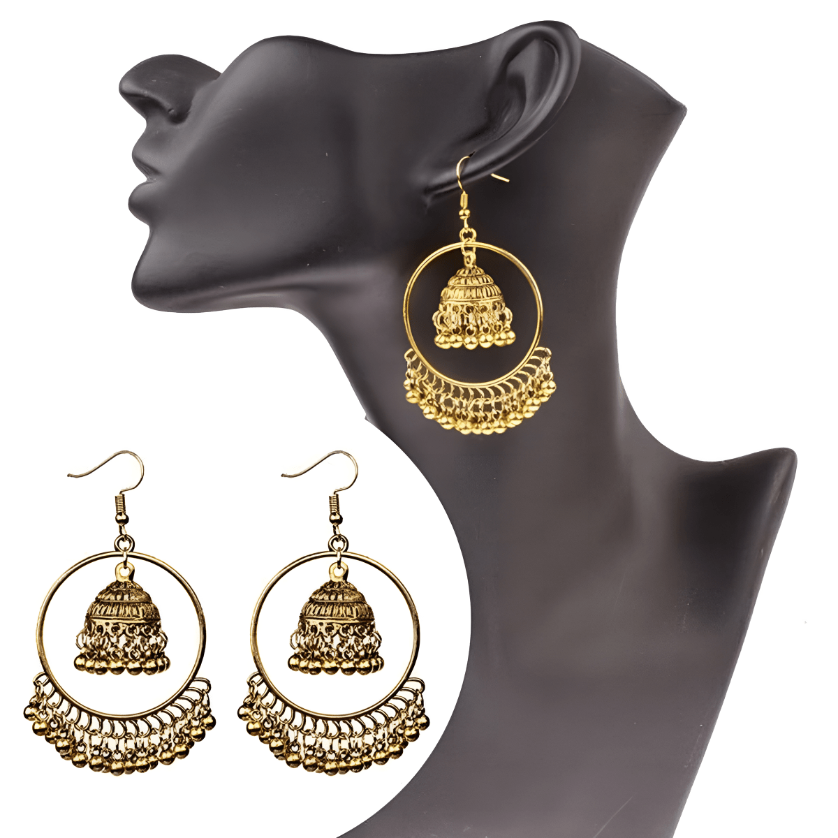 Trendy Jhumki Balli Antique Ultra Light Weight Vintage Earring - Hanaya Store