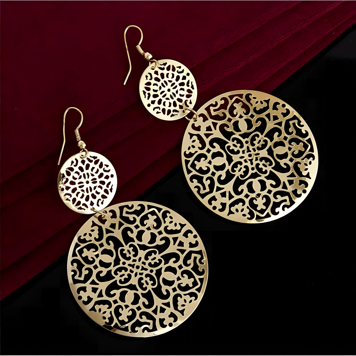 Trendy Light Weight Hollow Round Shape Dangle Earring – Earrings Online in Pakistan | Hanaya