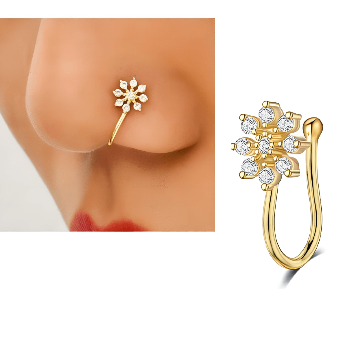 Trendy Non Piercing Heart Nose Ring Clip On Nostril Jewelry for Women - Hanaya Store