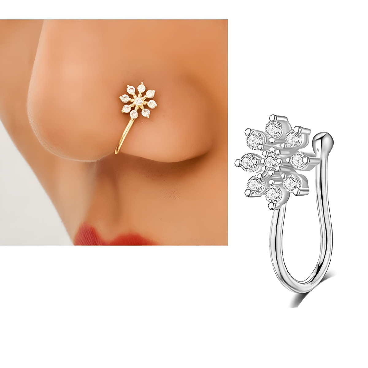Trendy Non Piercing Heart Nose Ring Clip On Nostril Jewelry for Women - Hanaya Store