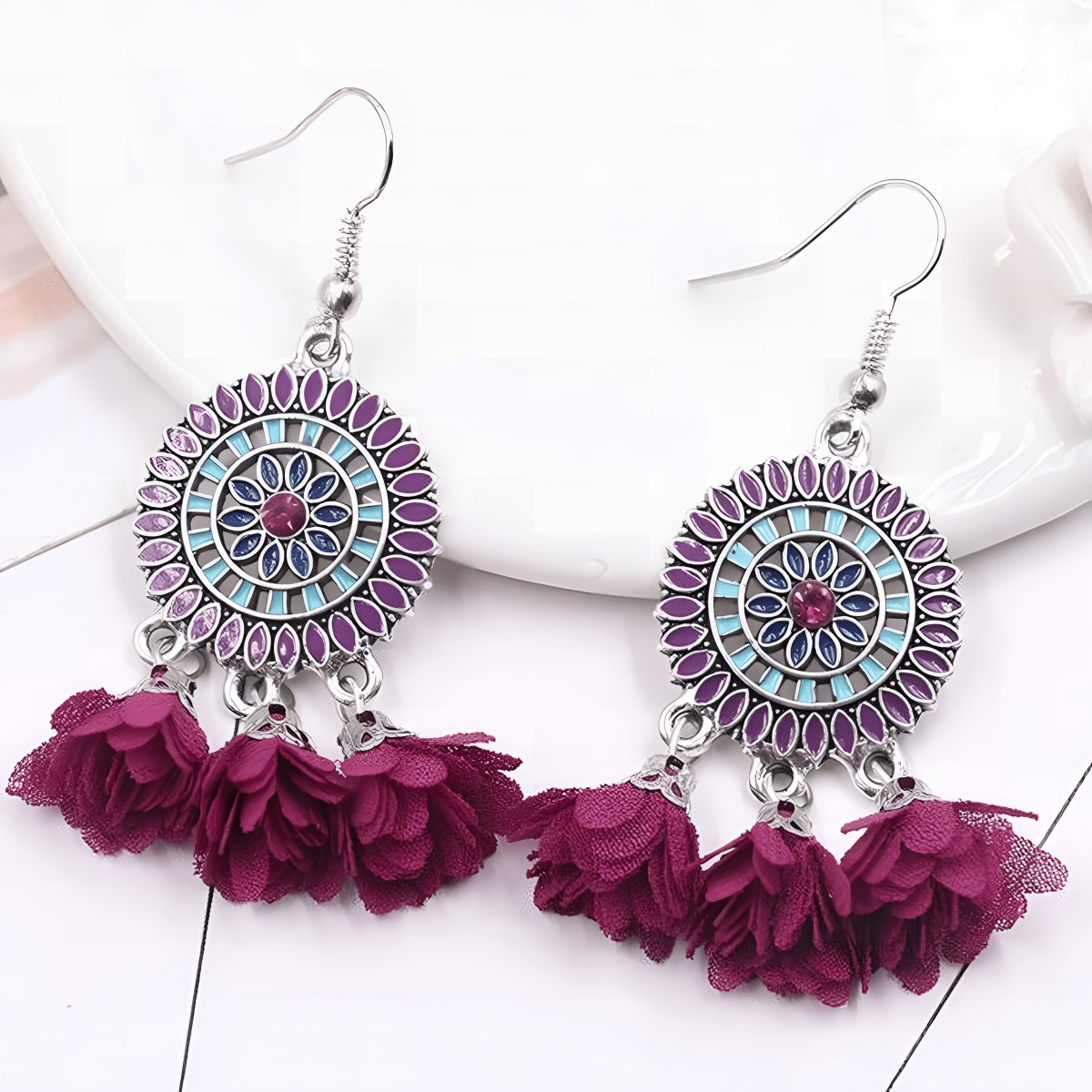 Trendy Round Classy Dangle Tassel Drop Earring - Hanaya Store