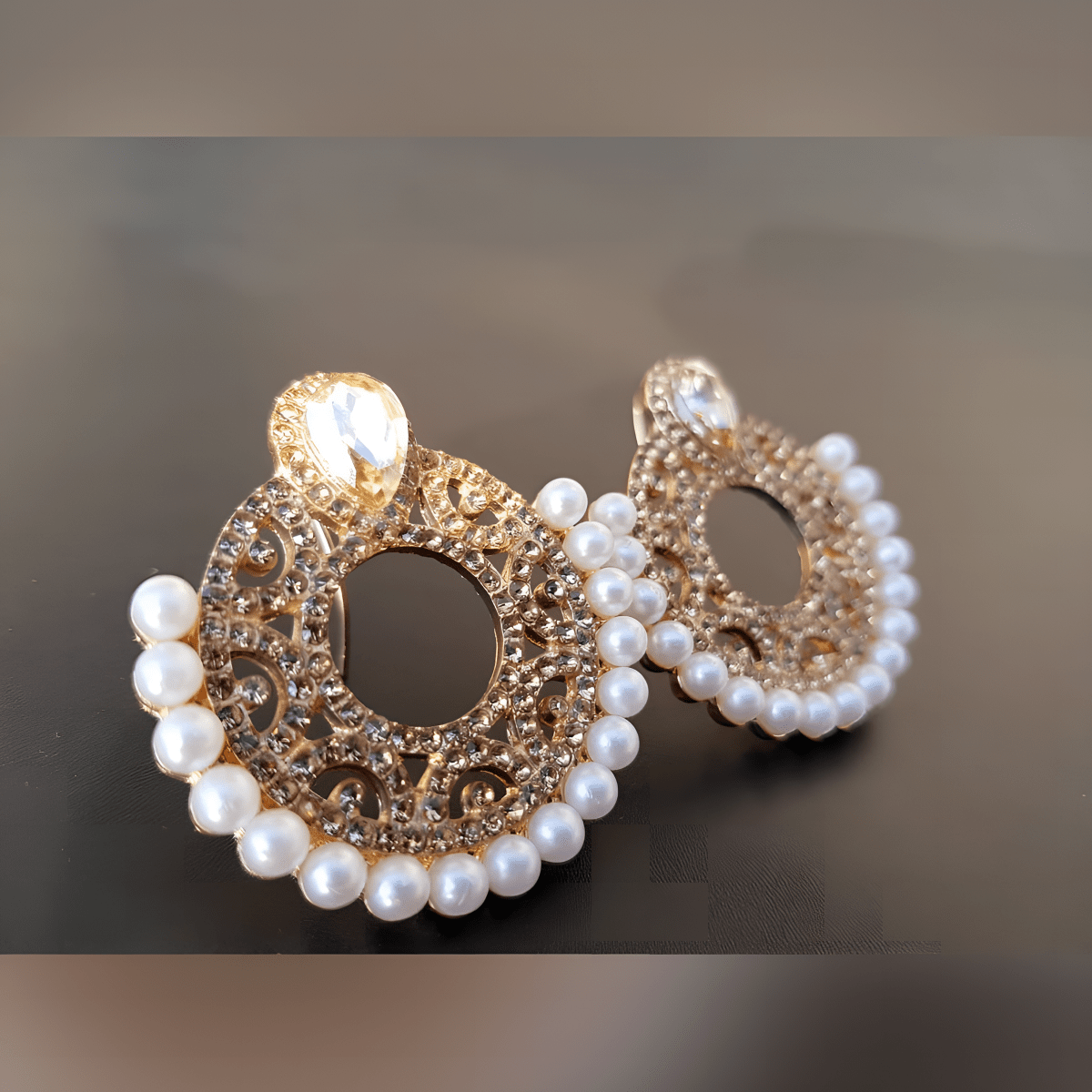 Trendy Round Fashionable Pearls Classy Elegant Earring - Hanaya Store
