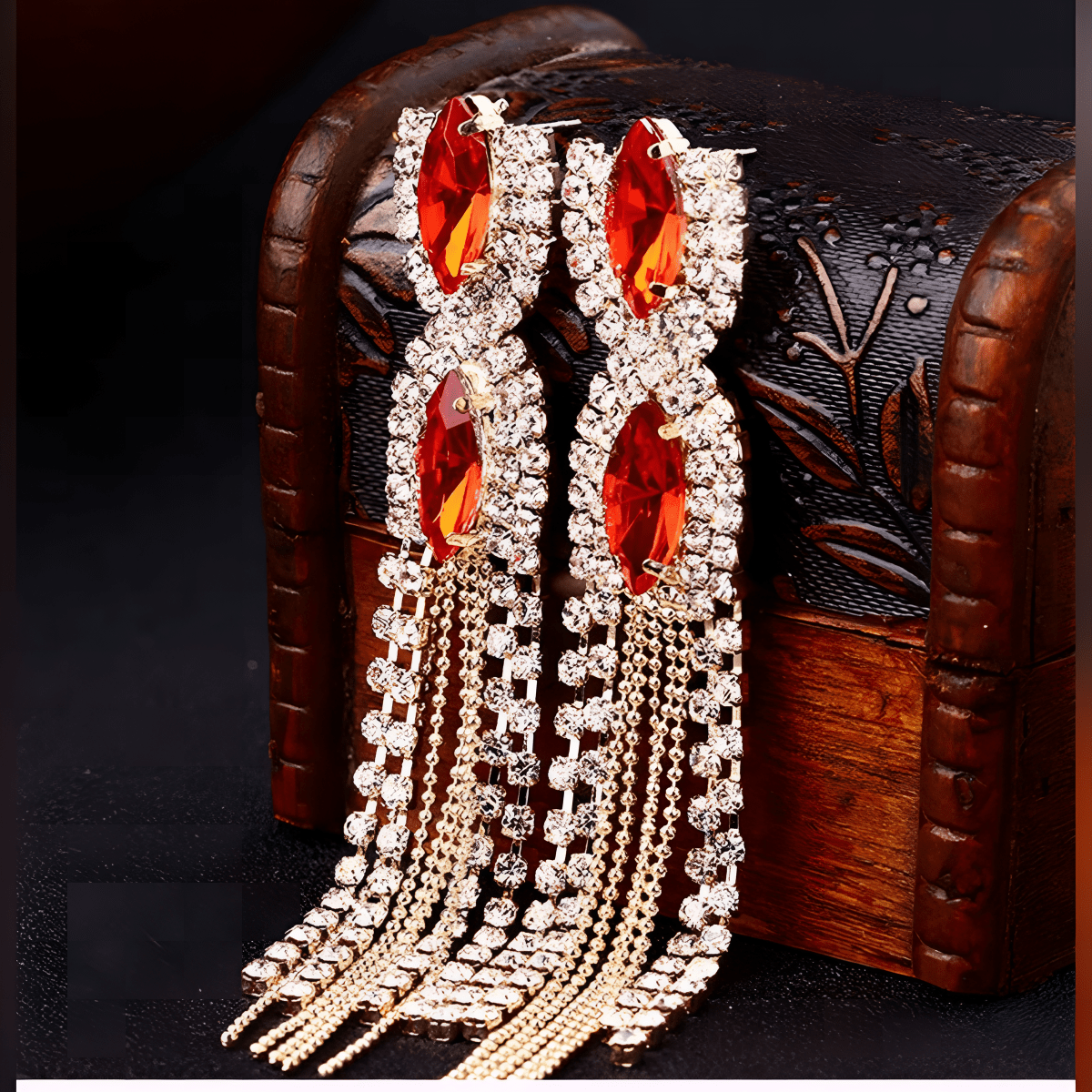 Trendy Royal Luxury Crystal Multi Layer Elegant 9.5cm Long Drop Love Bridal Wedding Earring - Hanaya Store