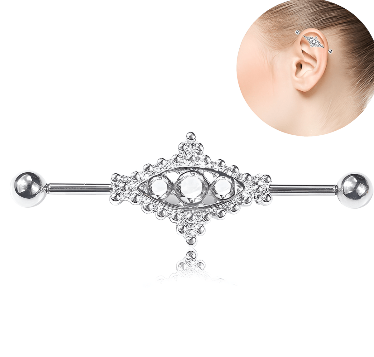 Trendy Steel 38mm Ear Plug 14G Piercing Industrial Cartilage Ear Jewelry Earrings - Hanaya Store
