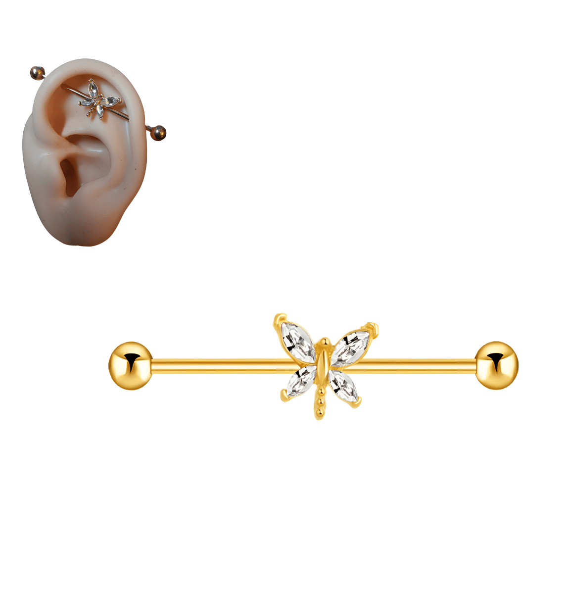 Trendy Steel 38mm Ear Plug 14G Piercing Industrial Cartilage Ear Jewelry for Ear Fashion - Hanaya Store