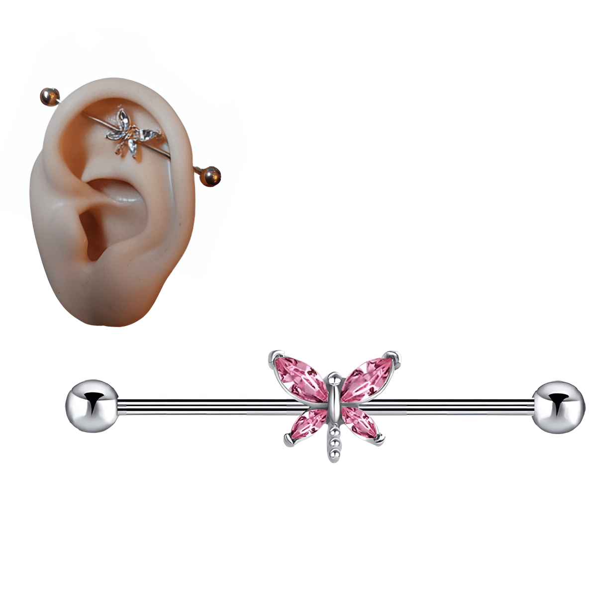 Trendy Steel 38mm Ear Plug 14G Piercing Industrial Cartilage Ear Jewelry for Ear Fashion - Hanaya Store