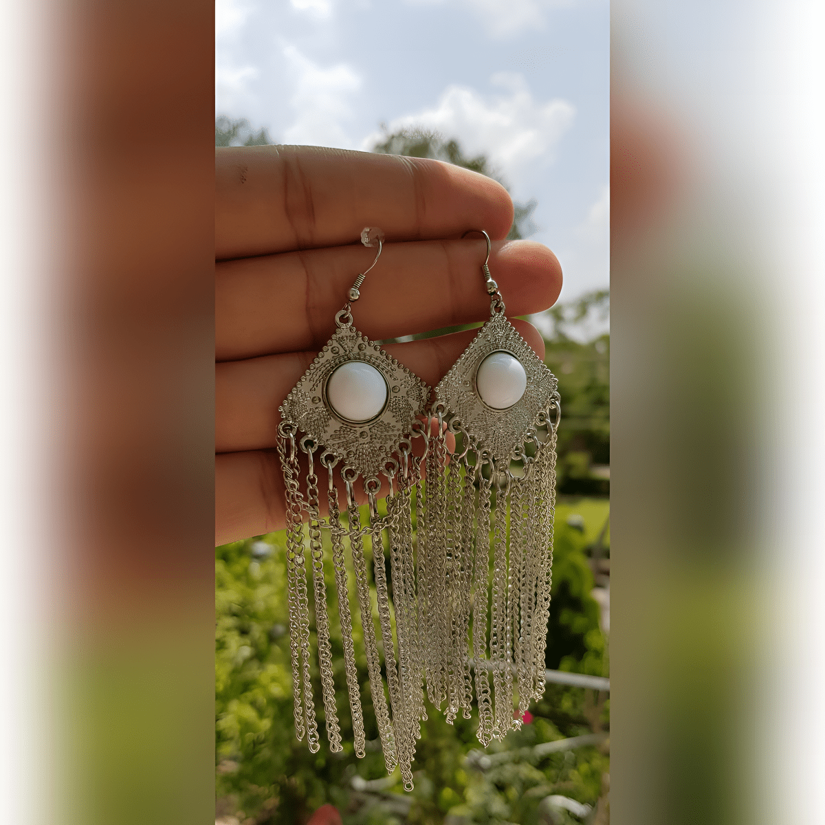 Trendy Tassel Chain Long Classy Round Fashion Earring – Earrings Online in Pakistan | Hanaya