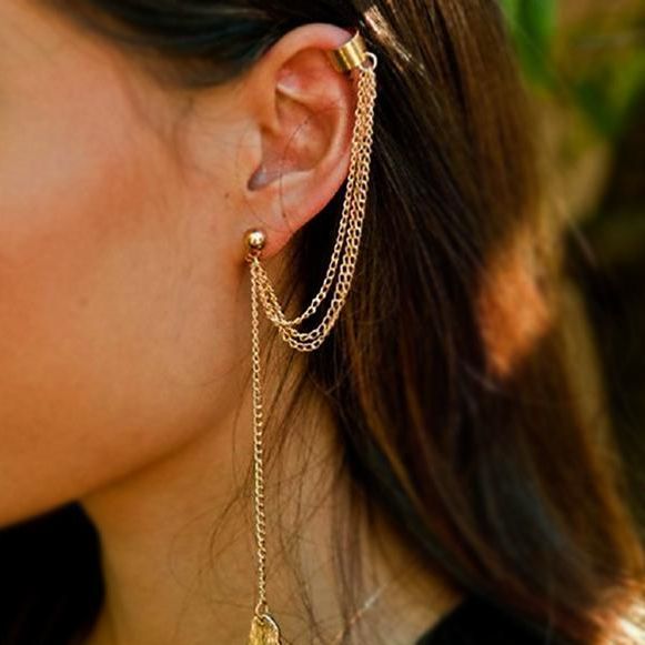 Trendy Tassel Long Multi Layered Chain Earrings For Women – Earrings Online in Pakistan | Hanaya