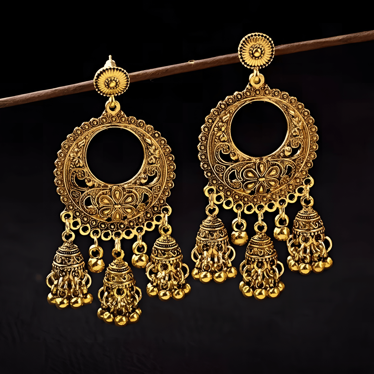 Trendy Turkish Jhumka Antique Style Tassel Earring - Hanaya Store