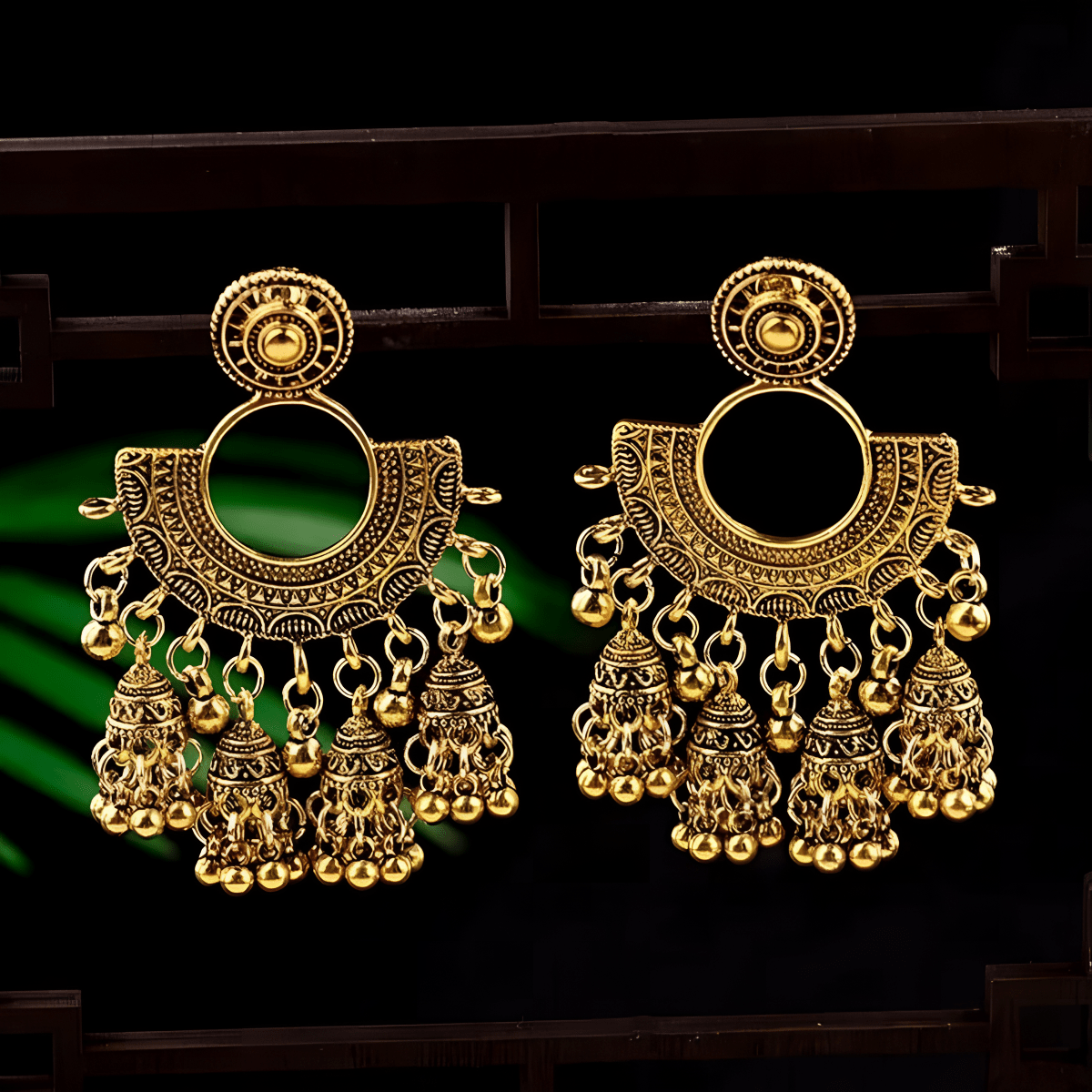 Trendy Turkish Jhumka Antique Style Tassel Earrings - Hanaya Store