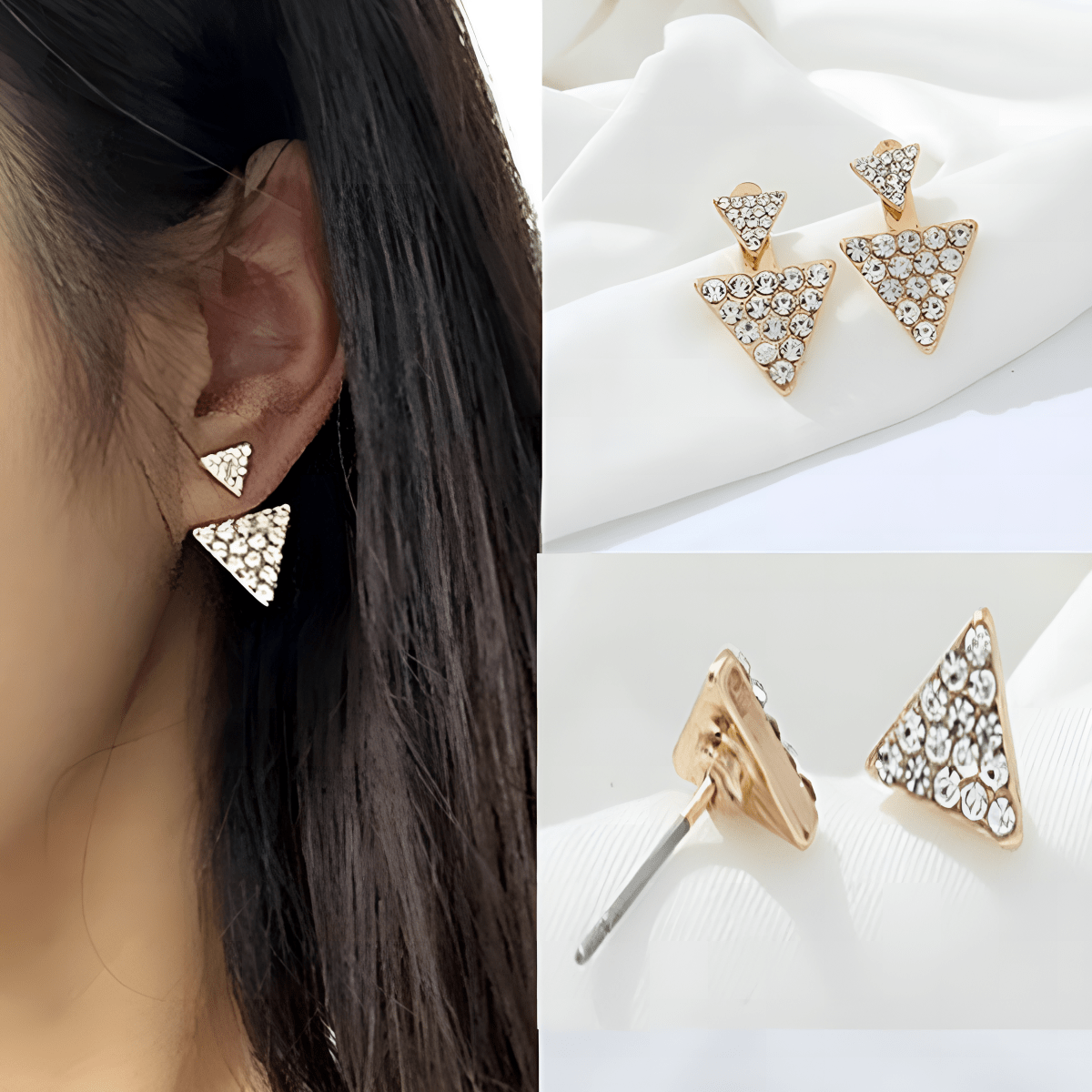Triangular Crystal Earrings Geometric Stud Earings For Women - Hanaya Store