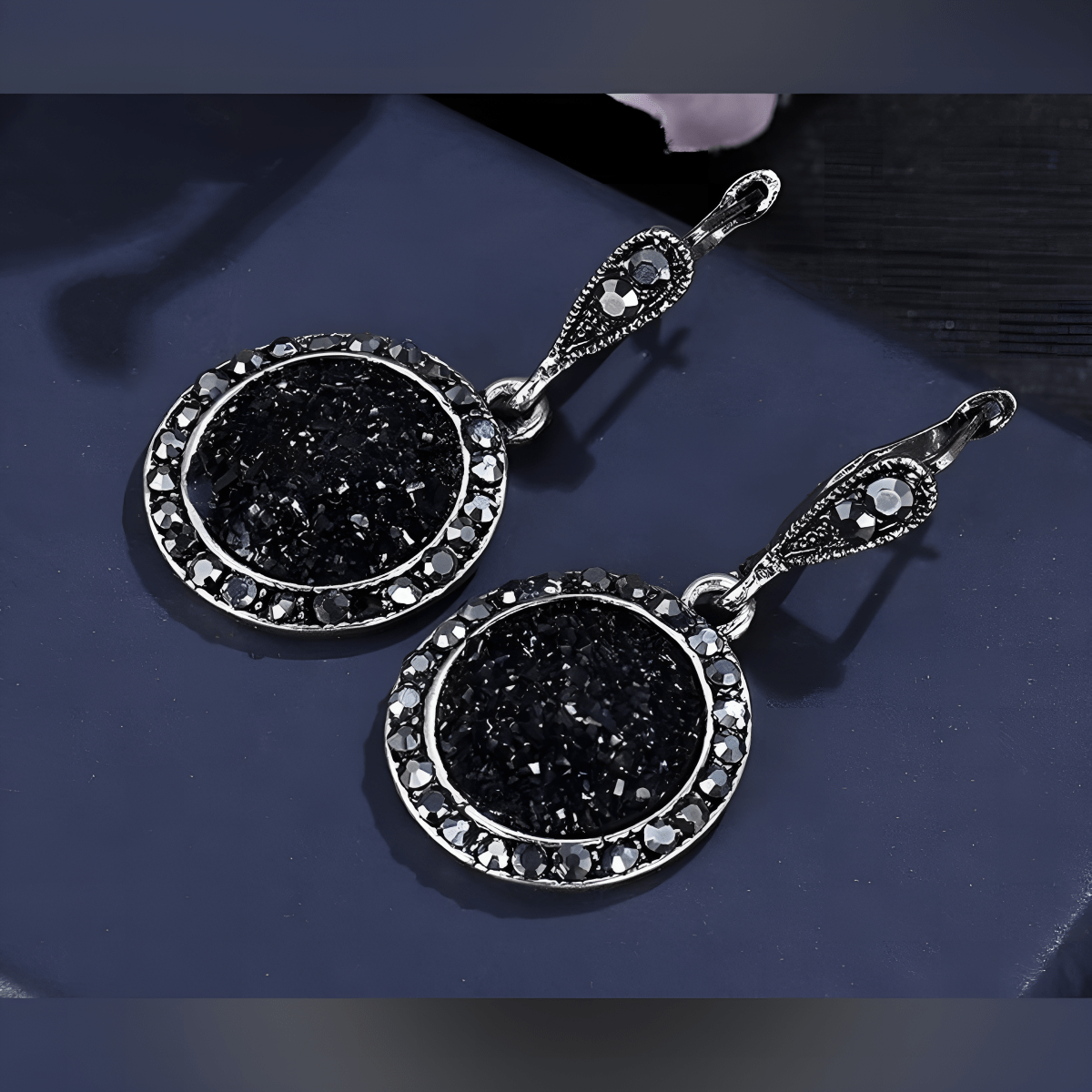 Turkish Rhinestone Earrings Bohemia Black Broken Stone - Hanaya Store