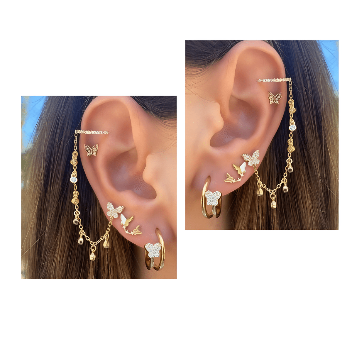 Two Ears 8pcs Set High Quality Korean Star Ear Cuff Style Elegant Stylish Trendy Earring - Hanaya Store