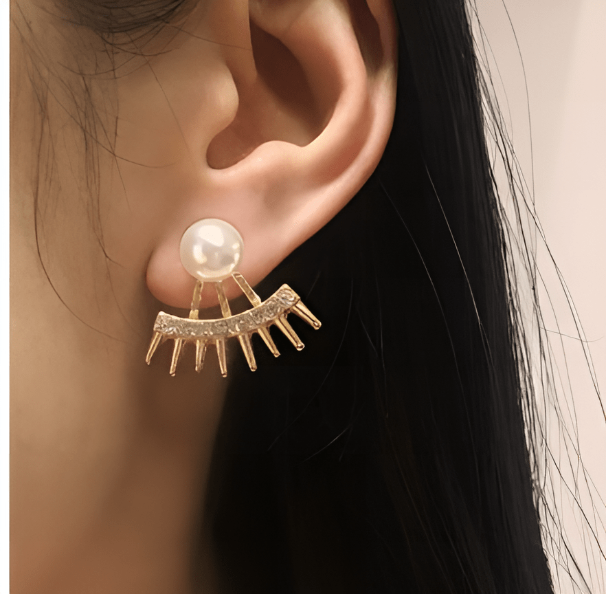 Unique Classy Front Back Crystal Trendy Fashionable Earrings - Hanaya Store