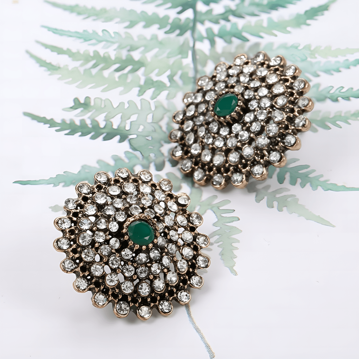 Unique Classy Round Trendy Green Fashionable Earrings - Hanaya Store