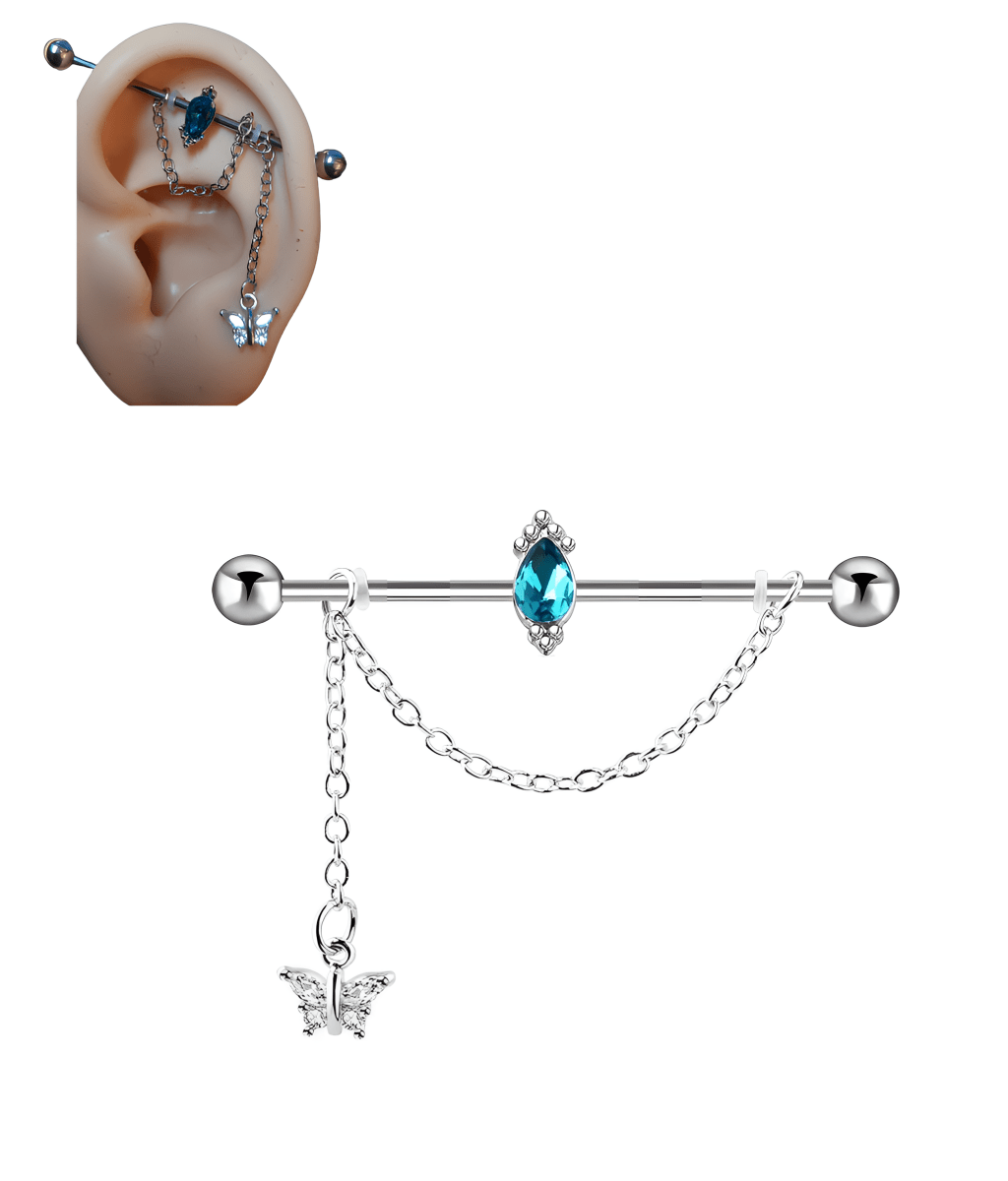 Unique Steel 38mm Ear Plug 14G Piercing Industrial Cartilage Ear Jewelry Body Piercing - Hanaya Store