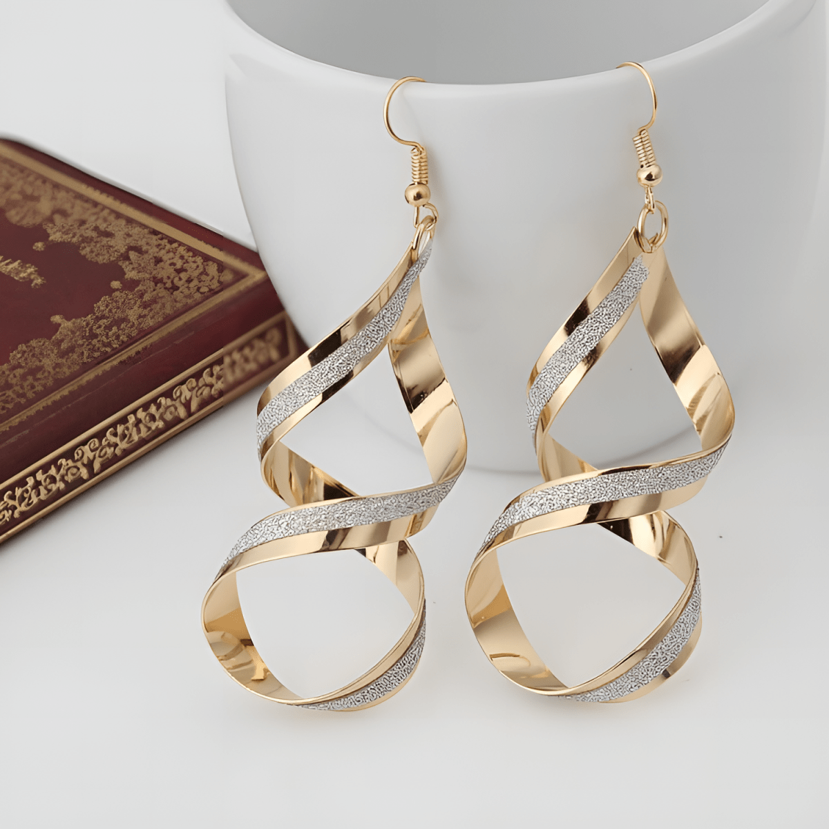 Vintage Spiral Matte Cross Earrings with Free Gift Box - Hanaya Store