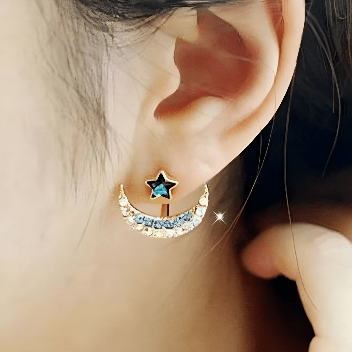 Vintage Star Moon Stud Pakistan Flag Rhinestone Stud Earrings For Ladies - Hanaya Store