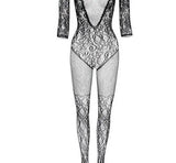 Women Breathable Mesh Fishnet Jumpsuit with Lace Body Stockings - image 2