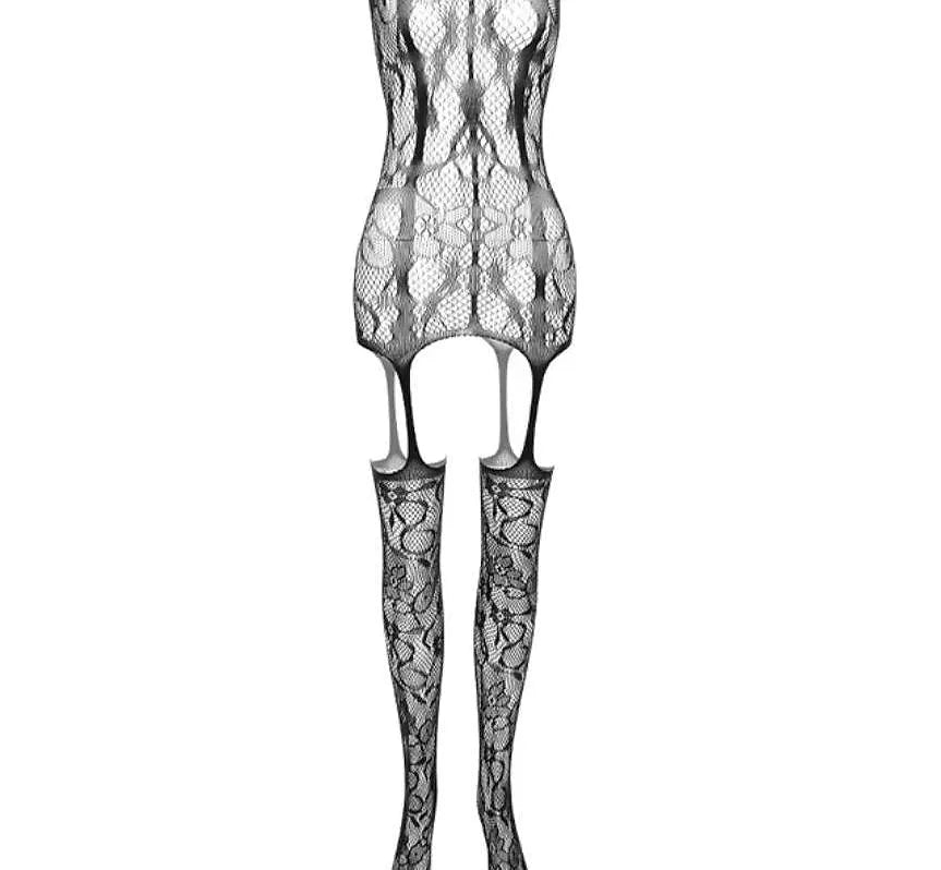Women Breathable Trendy Full Body Mesh Fishnet Lace Body Stockings - image 2
